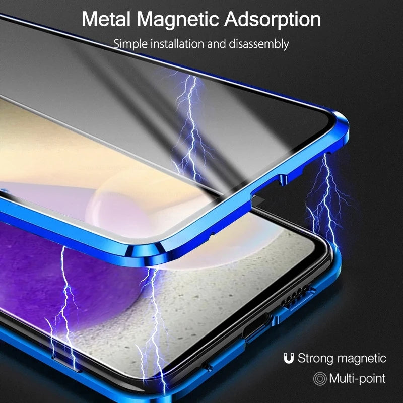 Samsung A72 Magnetic Case with Dual Glass on Front & Back