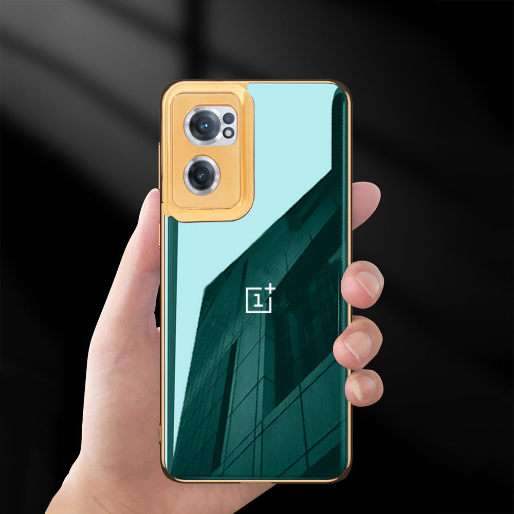 Glossy Gold Edge Back Logo Case For OnePlus Nord Series