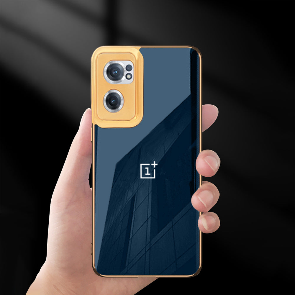 Glossy Gold Edge Back Logo Case For OnePlus Nord Series