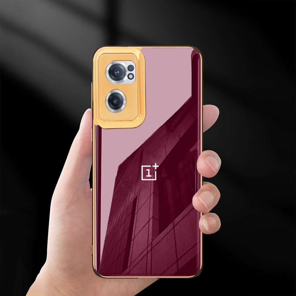 Glossy Gold Edge Back Logo Case For OnePlus Nord Series